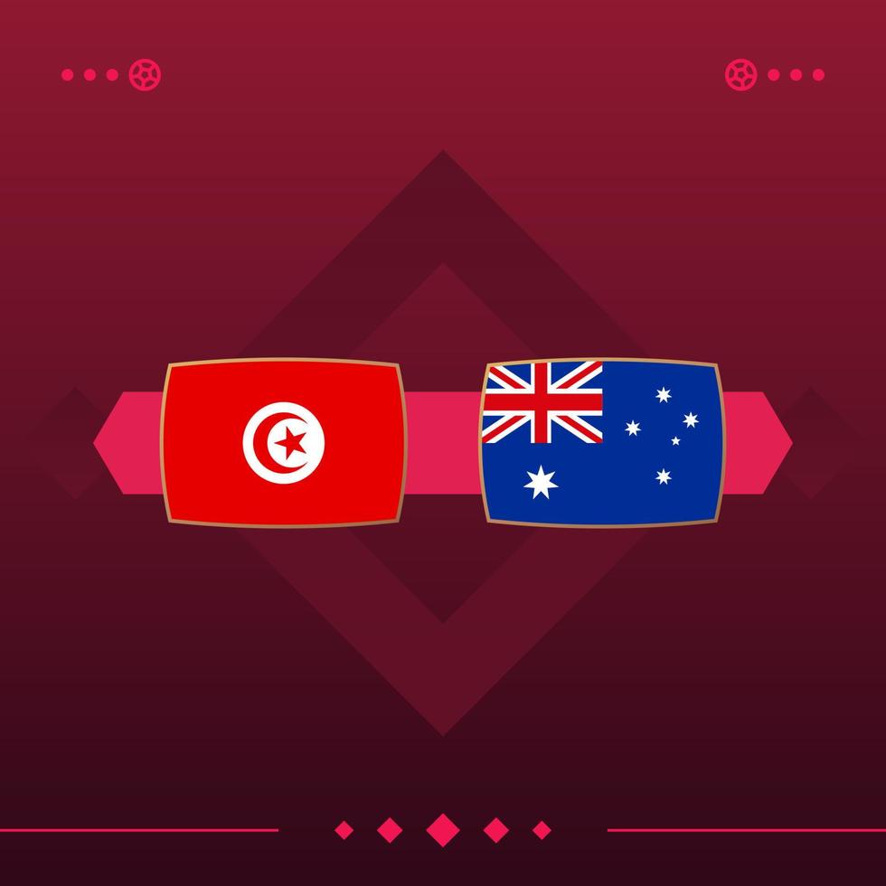 tunisia, australia partita di calcio mondiale 2022 contro su sfondo rosso. illustrazione vettoriale