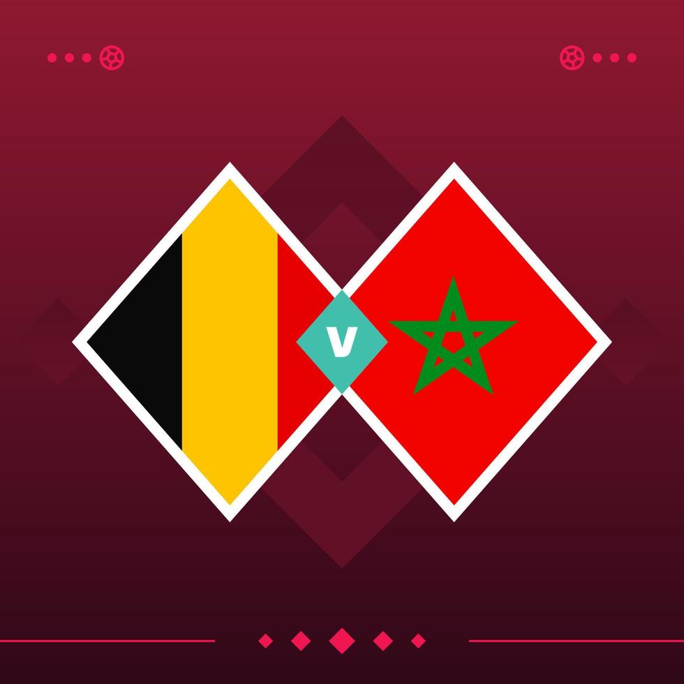 Germania, Marocco partita di calcio mondiale 2022 contro su sfondo rosso. illustrazione vettoriale