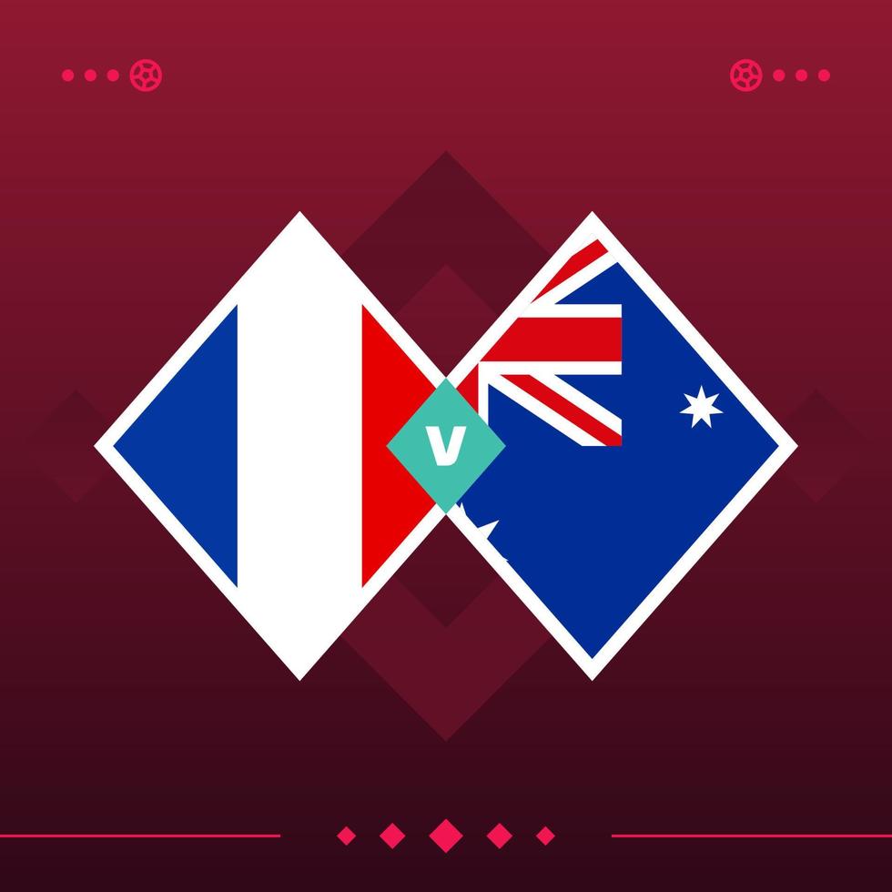 francia, australia partita di calcio mondiale 2022 contro su sfondo rosso. illustrazione vettoriale