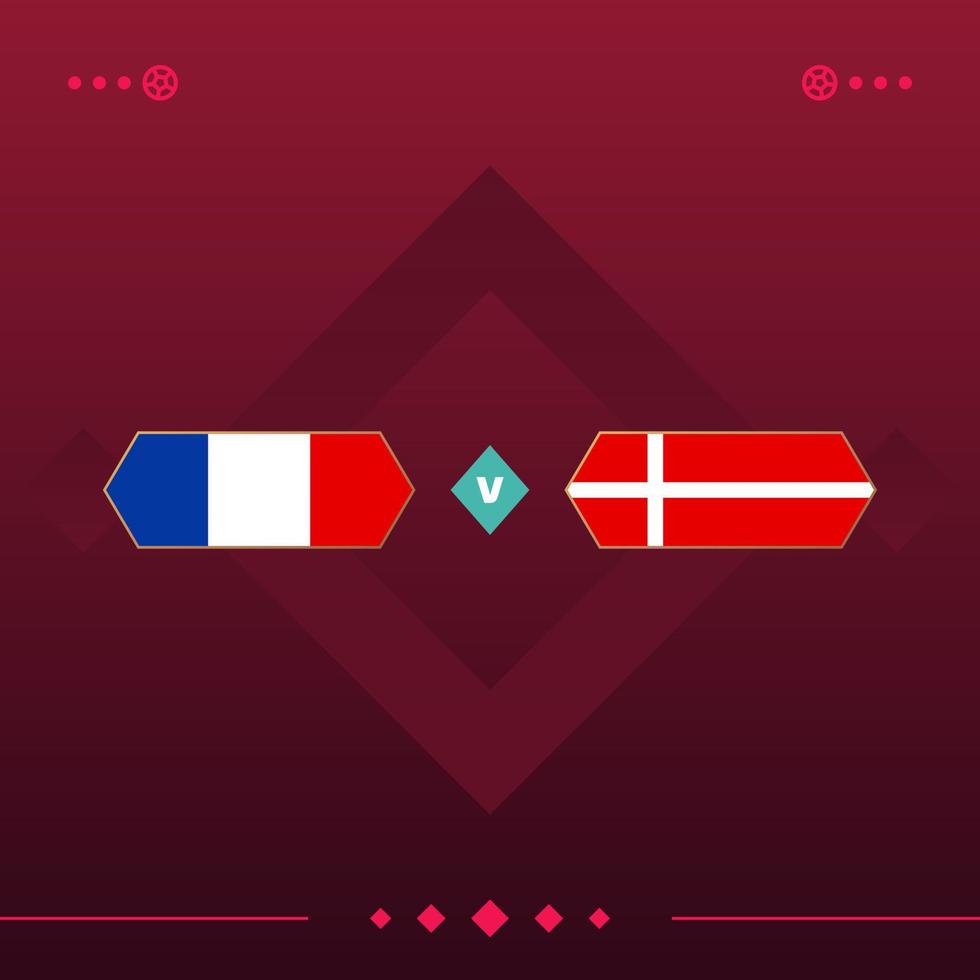 francia, danimarca partita di calcio mondiale 2022 contro sfondo rosso. illustrazione vettoriale