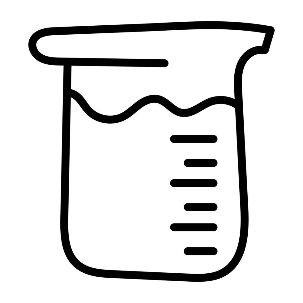pallone chimico con icona della provetta nel design lineare, vettore del concetto di esperimento di laboratorio