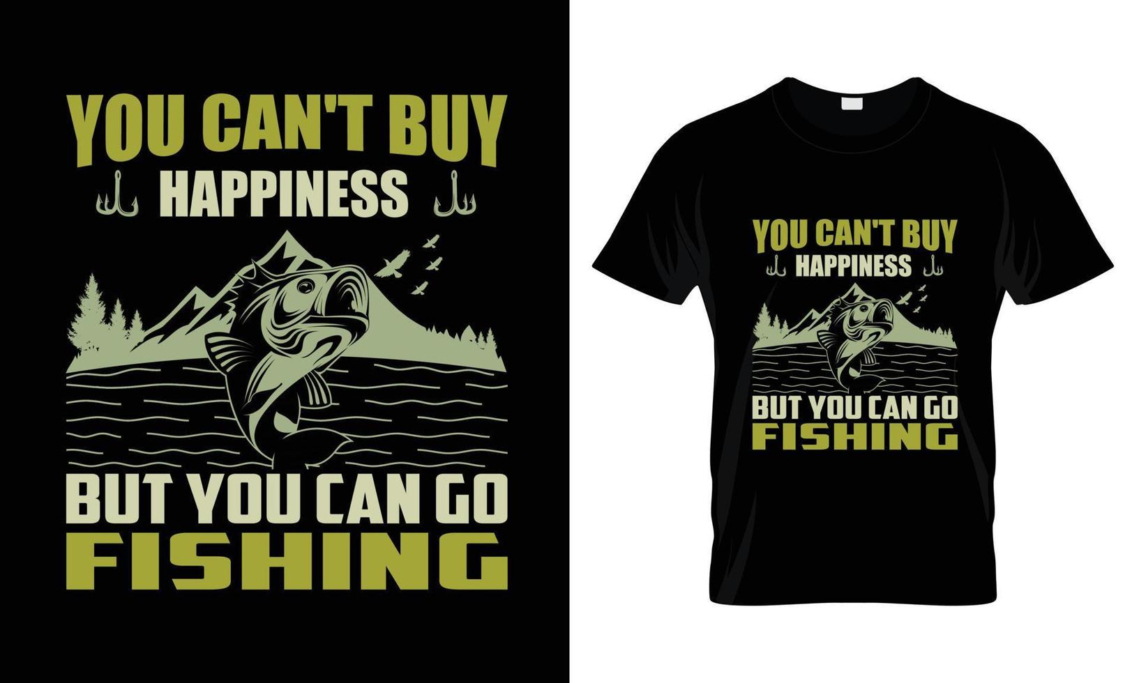 non puoi comprare la felicità ma puoi andare a pescare il design della maglietta vettore