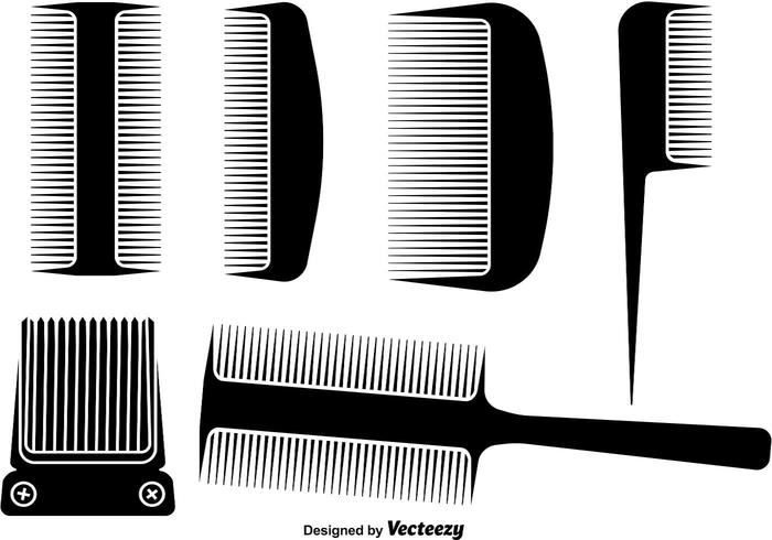 Pettini per capelli e disegni tagliacapelli vettore