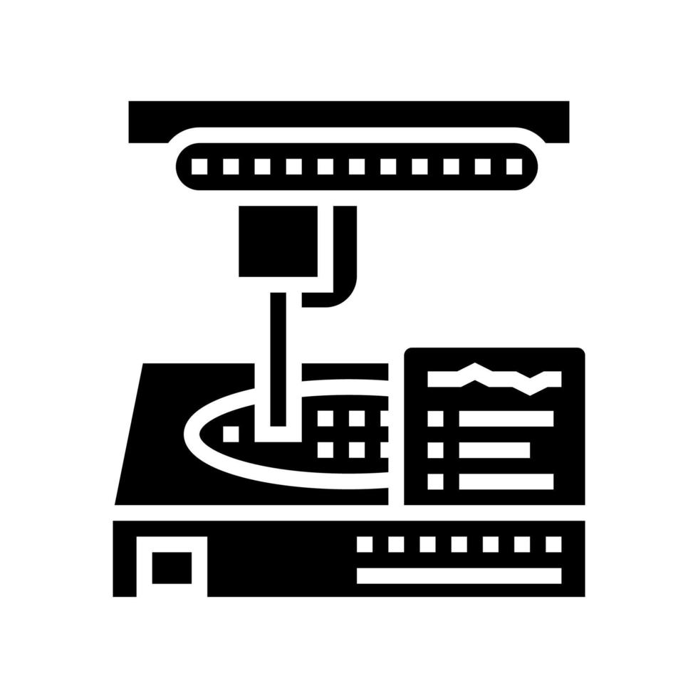illustrazione vettoriale dell'icona del glifo a semiconduttore per apparecchiature di fabbrica di produzione