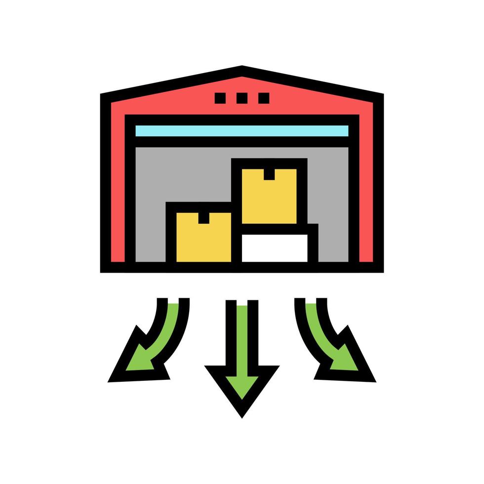 illustrazione vettoriale dell'icona del colore dell'edificio del magazzino