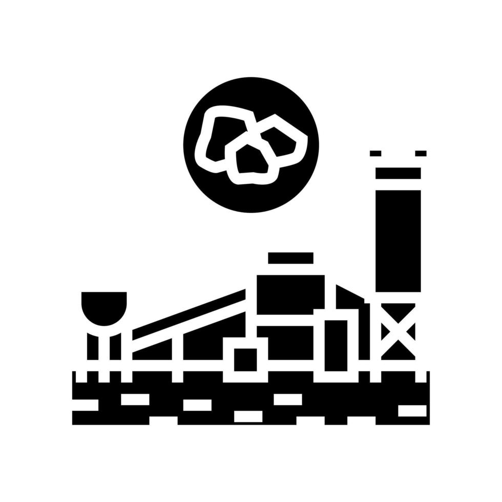 illustrazione vettoriale dell'icona del glifo dell'impianto di lavorazione del carbone