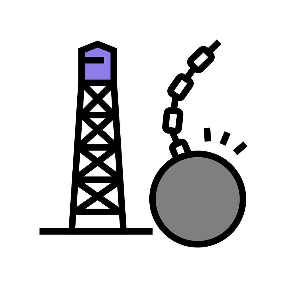 illustrazione vettoriale dell'icona a colori delle demolizioni della torre