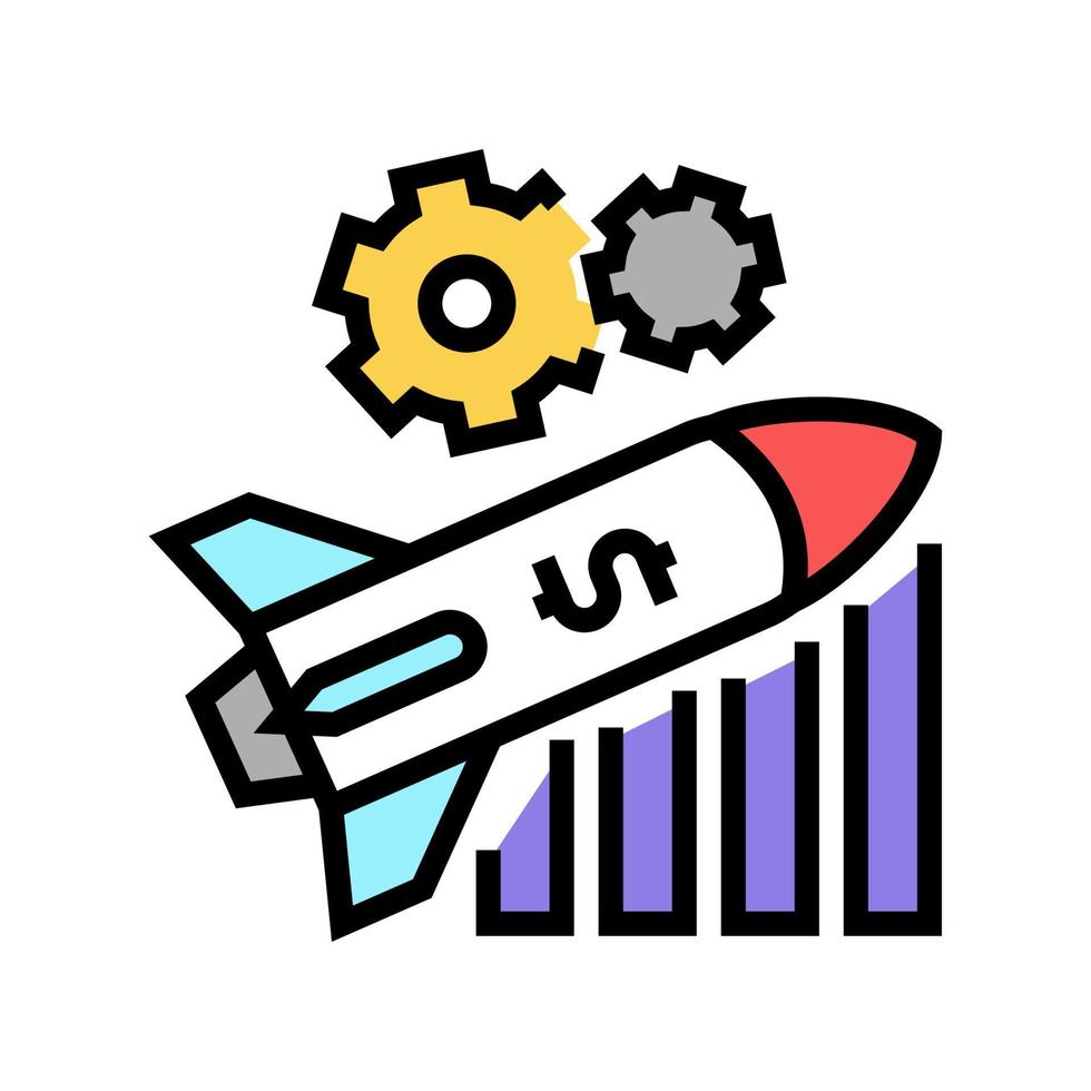 lanciare l'illustrazione vettoriale dell'icona del colore del razzo finanziario