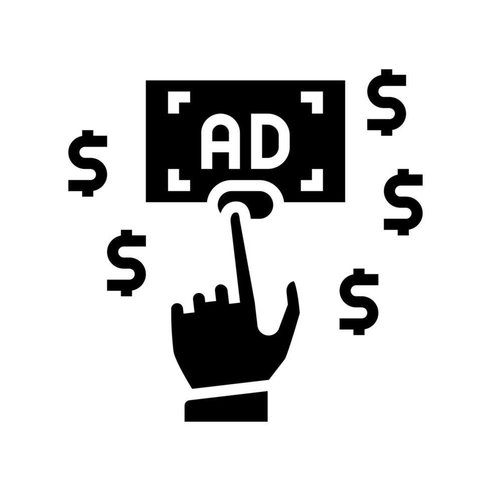 illustrazione vettoriale dell'icona del glifo pay per click