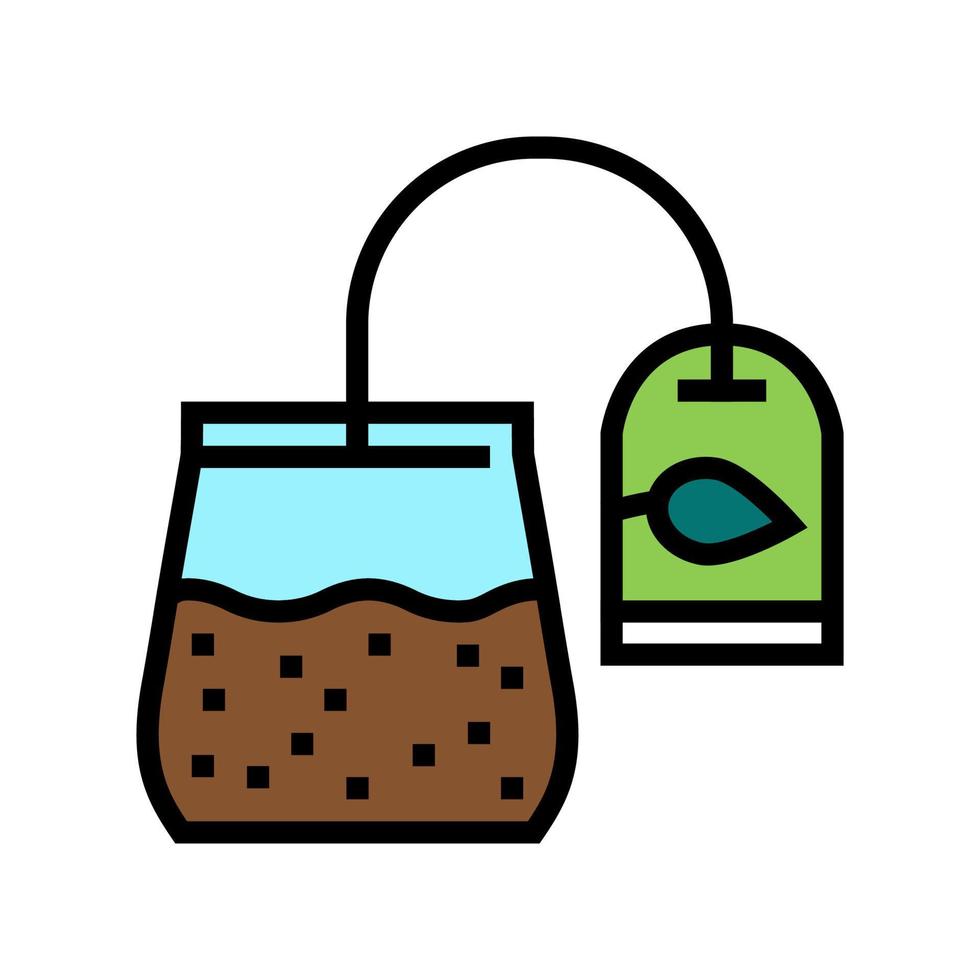 illustrazione vettoriale dell'icona del colore del tè della bustina