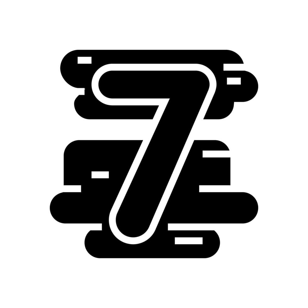 illustrazione vettoriale dell'icona del glifo a sette numeri