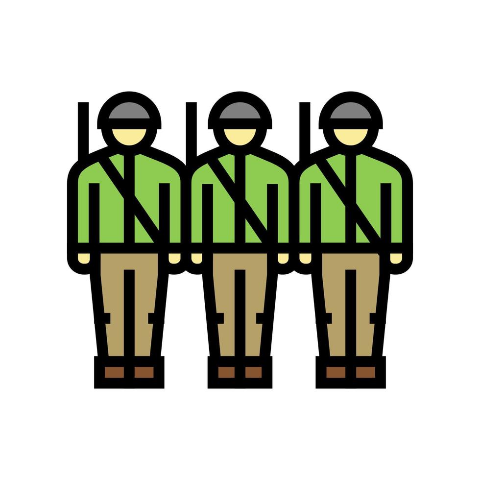 illustrazione vettoriale dell'icona del colore dei soldati dell'esercito