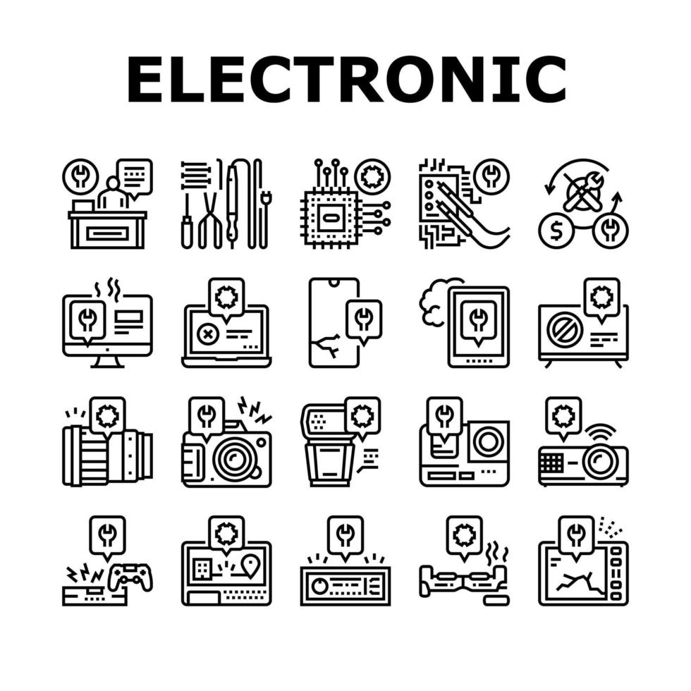 icone di raccolta di riparazione elettronica impostare il vettore