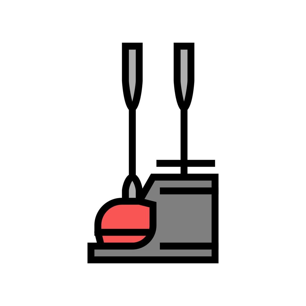 cucchiaio e scopa per la pulizia dell'icona del colore della polvere illustrazione vettoriale