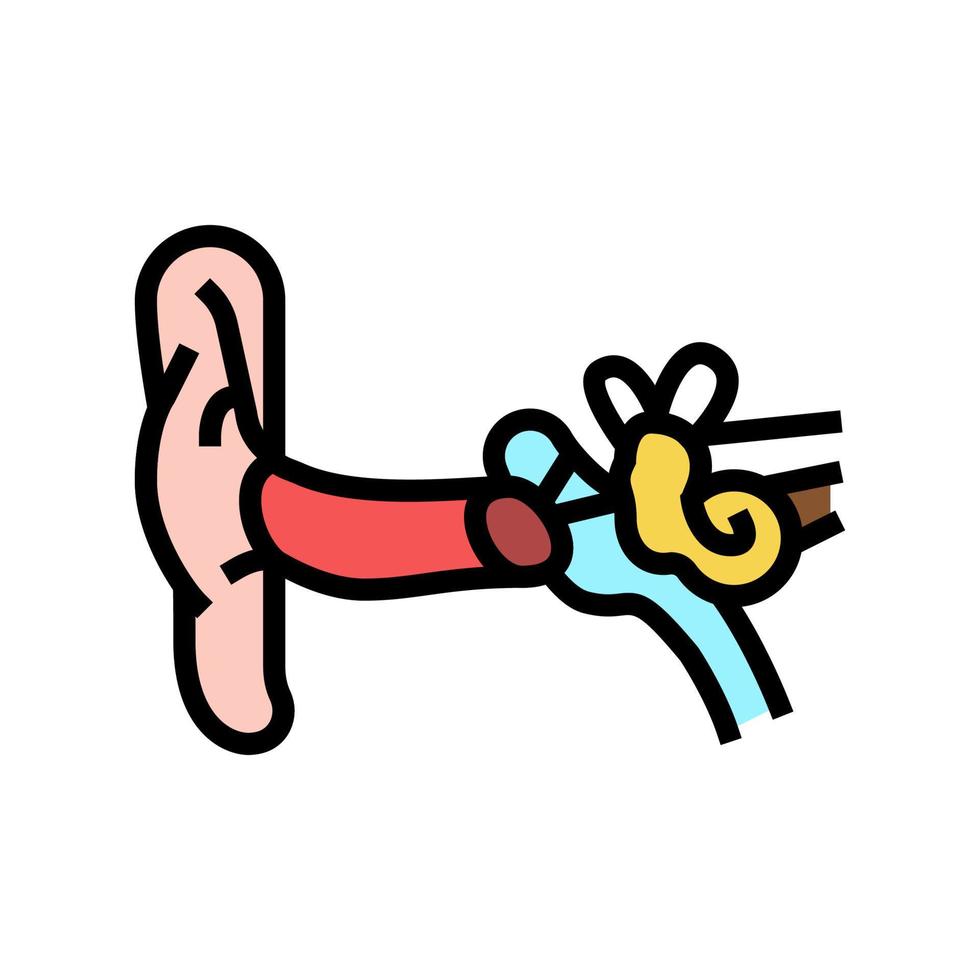 illustrazione vettoriale dell'icona del colore dell'organo umano dell'orecchio