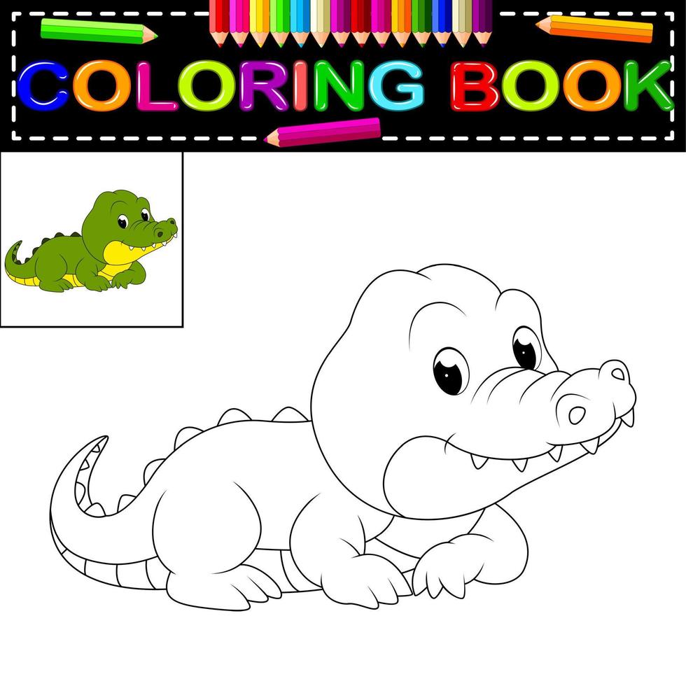 libro da colorare coccodrillo vettore