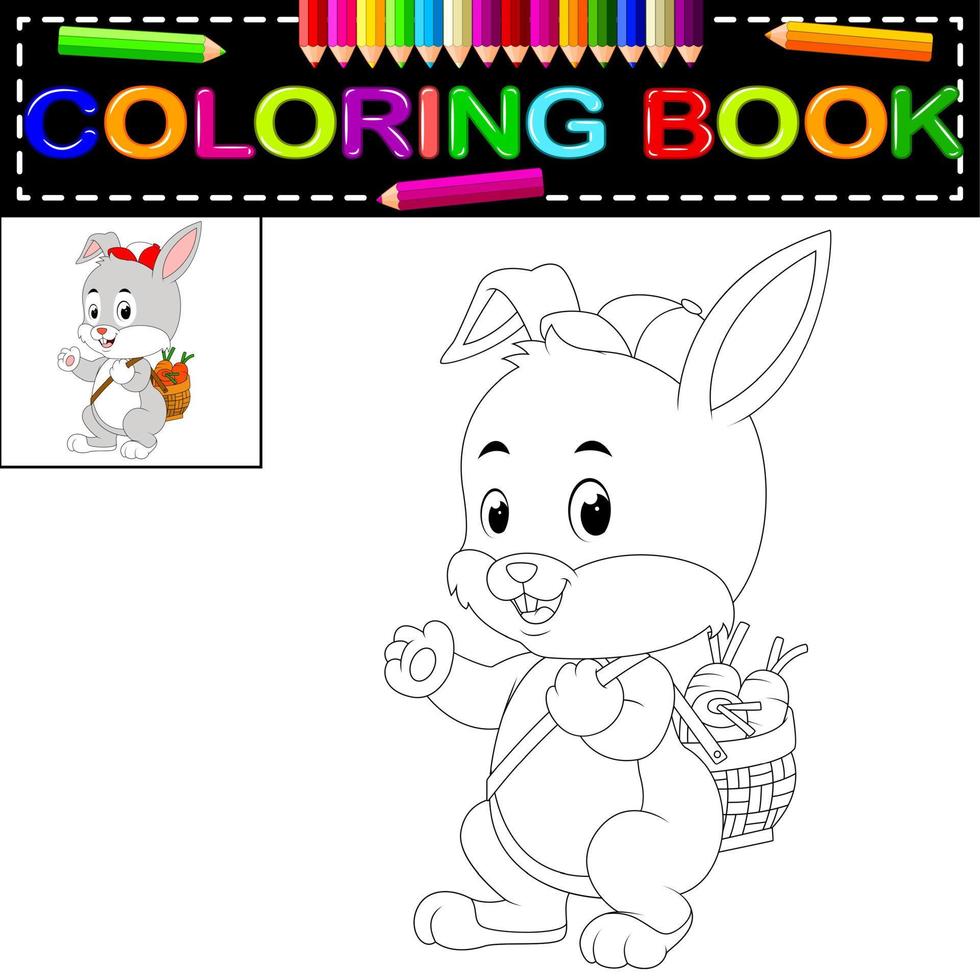 libro da colorare coniglio vettore