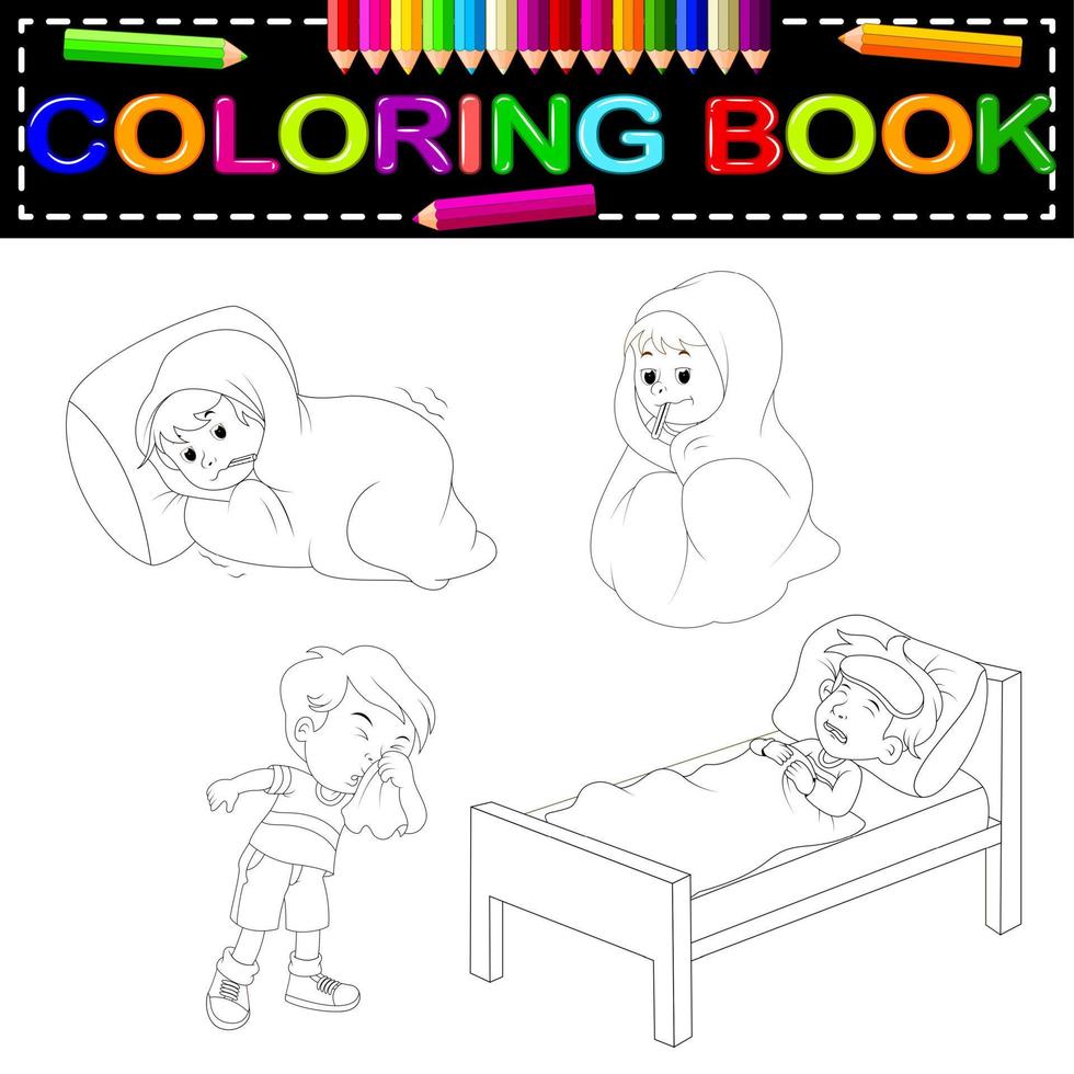 libro da colorare per bambini malati vettore