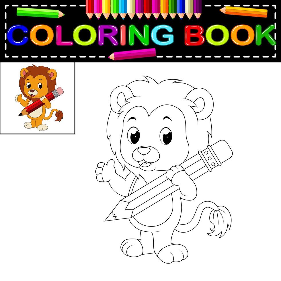 libro da colorare leone vettore