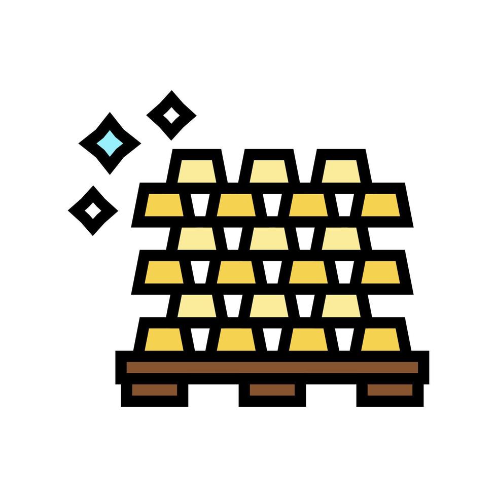 illustrazione vettoriale dell'icona del colore della vittoria della lotteria del mucchio del lingotto d'oro