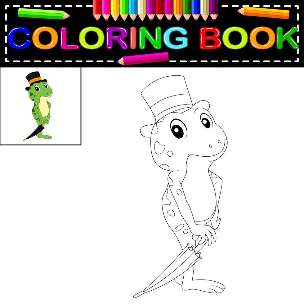 libro da colorare rana vettore