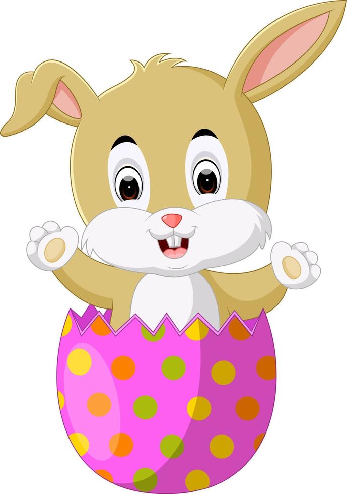 un coniglio dentro un uovo di Pasqua incrinato vettore