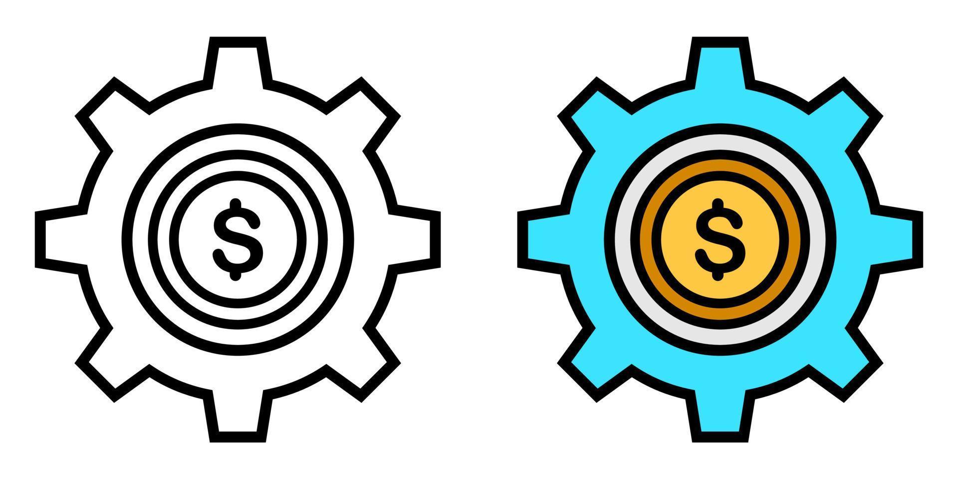 illustrazione grafica vettoriale di moneta, denaro, icona di impostazione.