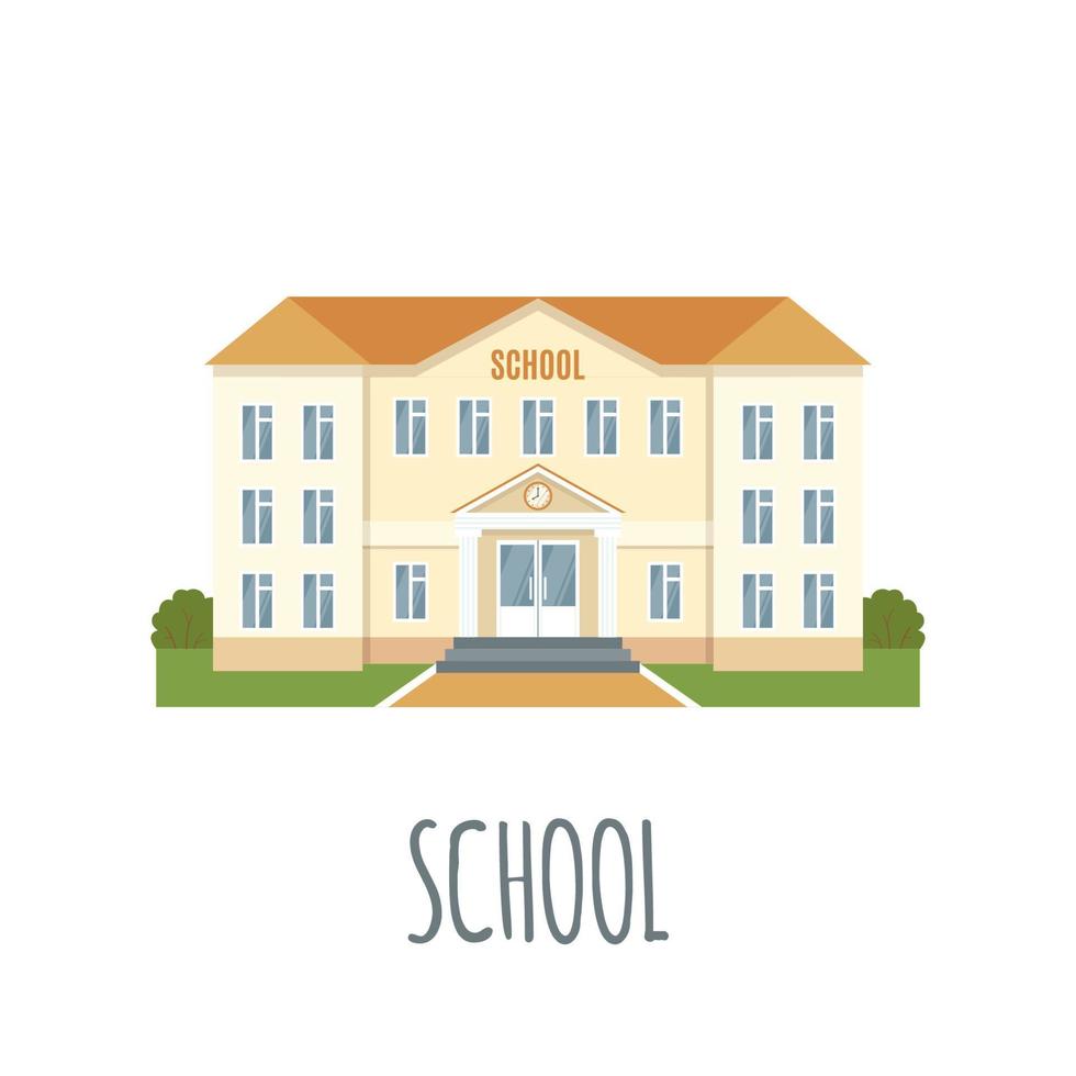 icona della scuola in stile piano su priorità bassa bianca. illustrazione vettoriale