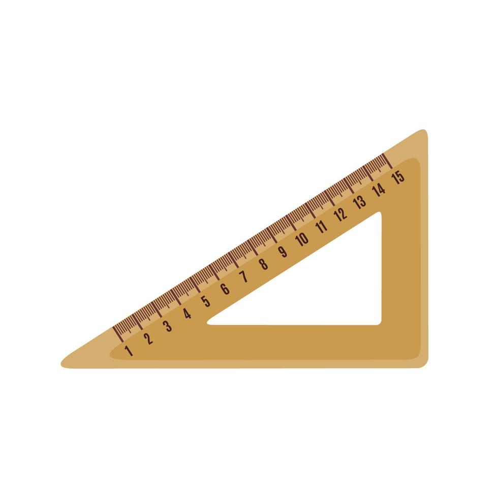 icona del righello triangolo in stile piano isolato su priorità bassa bianca. illustrazione vettoriale. vettore