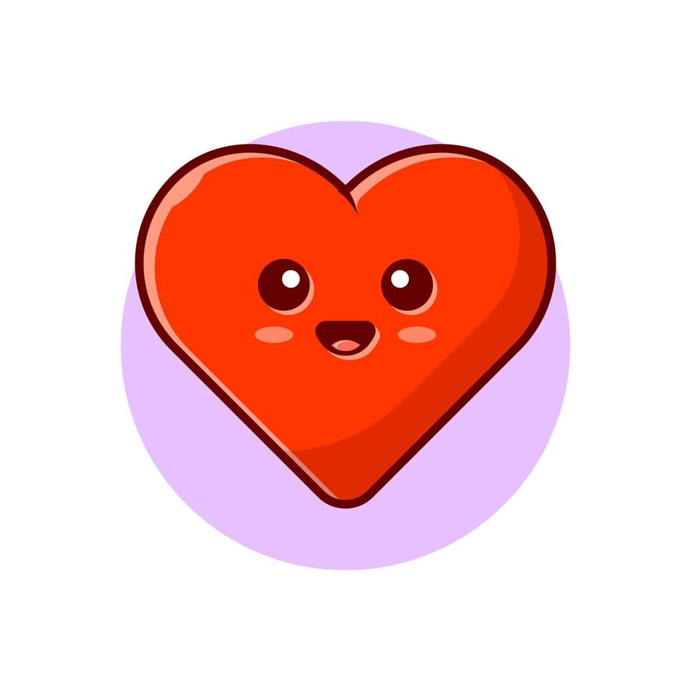 illustrazione sveglia dell'icona di vettore del fumetto del cuore di amore. segno oggetto icona concetto isolato premium vettore. stile cartone animato piatto