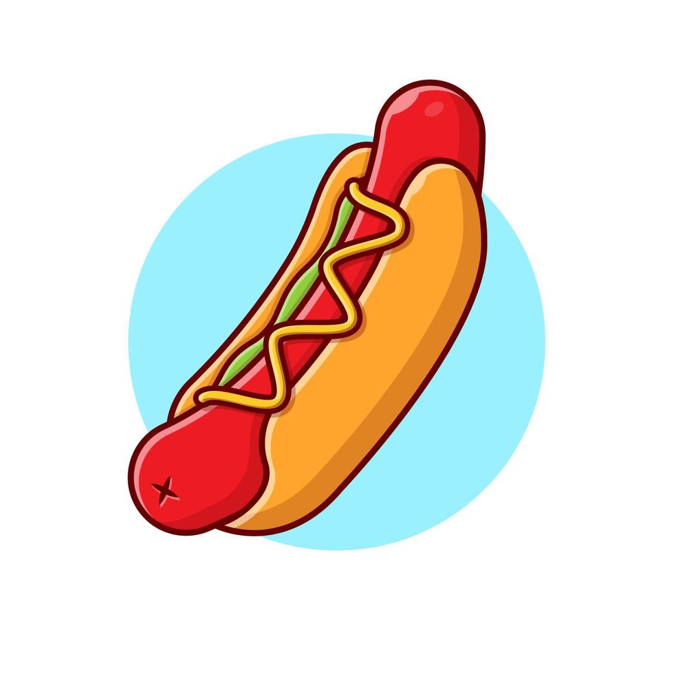illustrazione dell'icona di vettore del fumetto di hotdog. cibo oggetto icona concetto isolato premium vettore. stile cartone animato piatto