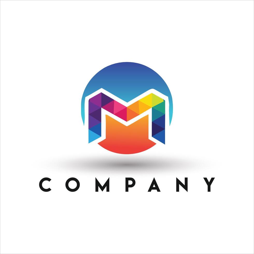 logo della lettera m. logo colorato della lettera m dell'alfabeto vettore