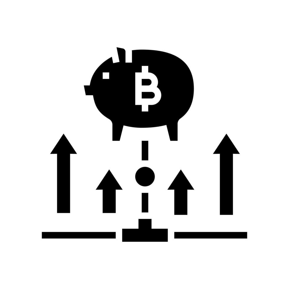 illustrazione vettoriale dell'icona del glifo con icona della moneta digitale di raccolta fondi
