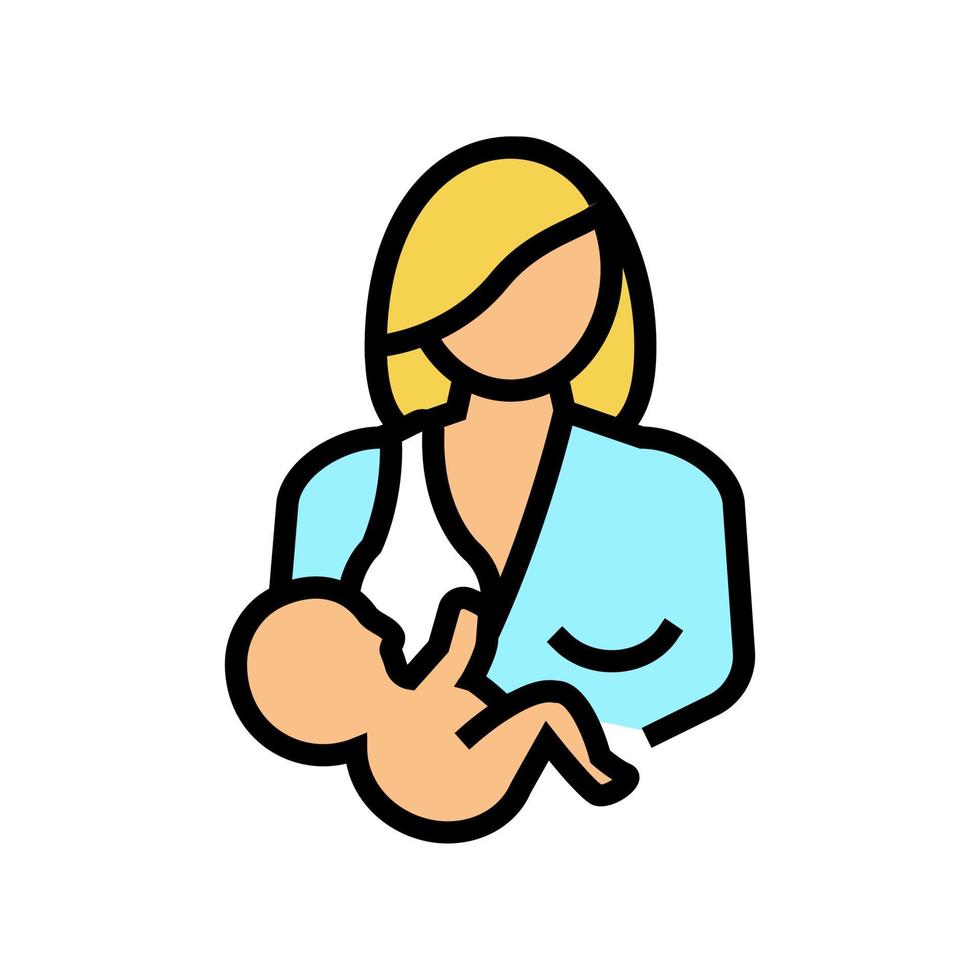 illustrazione vettoriale dell'icona del colore del bambino che allatta la madre