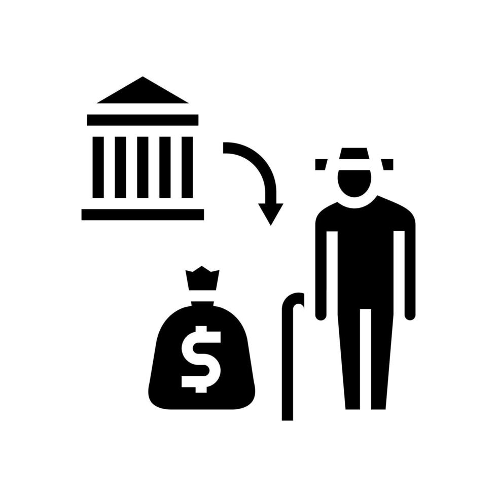 illustrazione vettoriale dell'icona del glifo dei benefici pensionistici