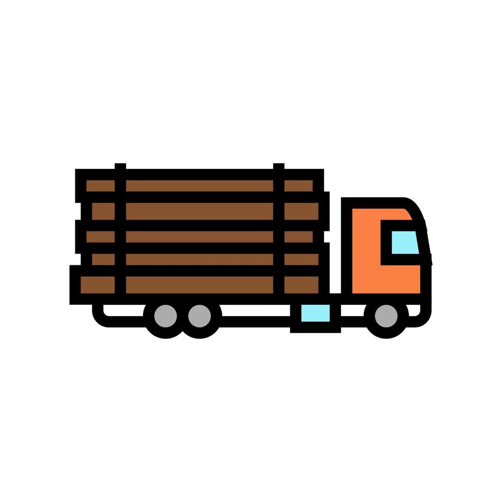illustrazione vettoriale dell'icona del colore del legname di legno del trasporto del camion