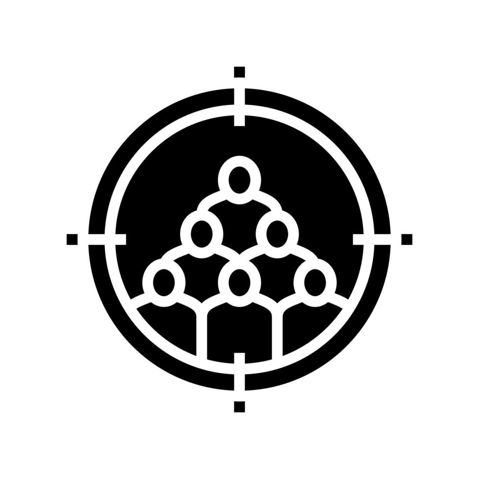 illustrazione vettoriale dell'icona del glifo di targeting e crowdsoursing