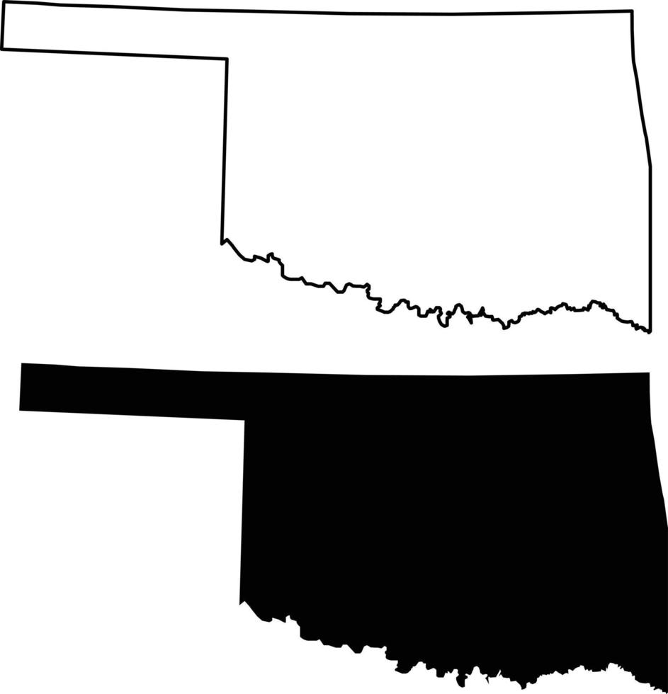 mappa dell'oklahoma su sfondo bianco. simbolo dello stato dell'oklahoma. delineare il segno della mappa dell'Oklahoma. stile piatto. vettore