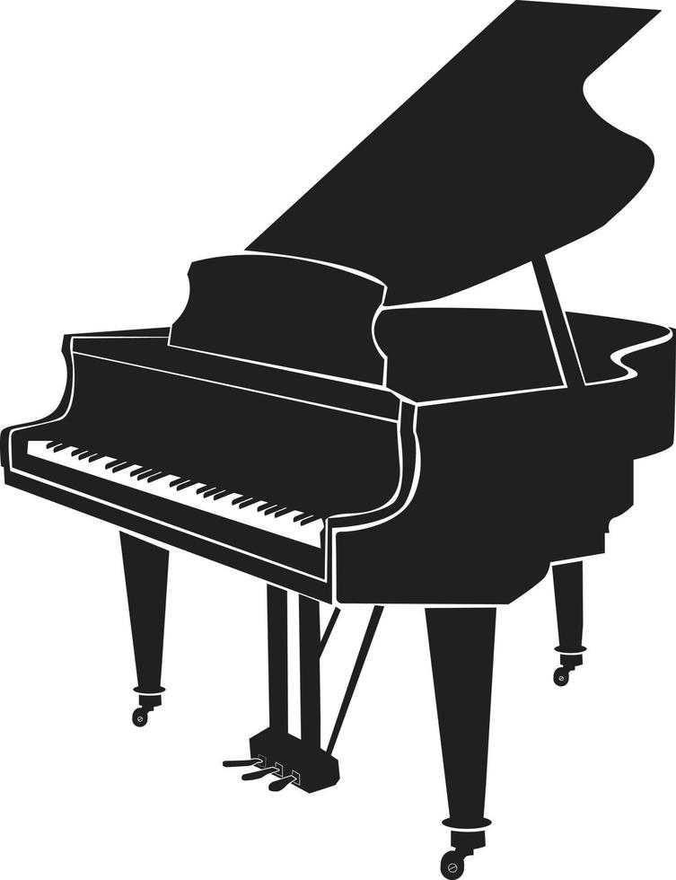 pianoforte a coda su sfondo bianco. simbolo del pianoforte a coda. segno di musica classica. logo del concetto di musica. stile piatto. vettore