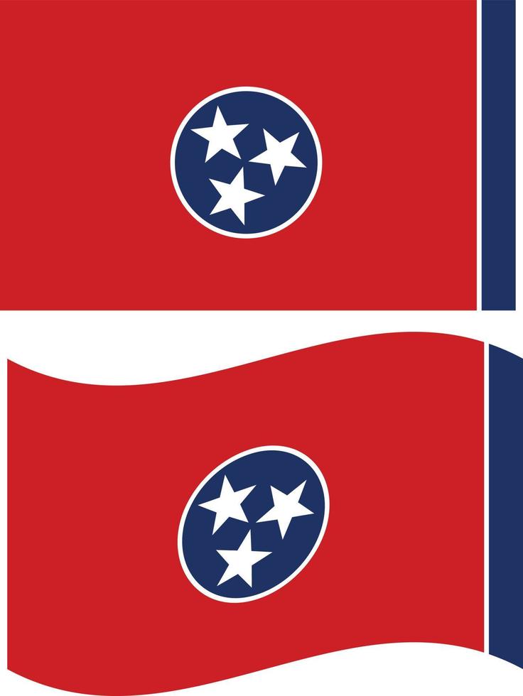 bandiera del Tennessee su sfondo bianco. bandiera dello stato del tennessee d'america. stile piatto. vettore