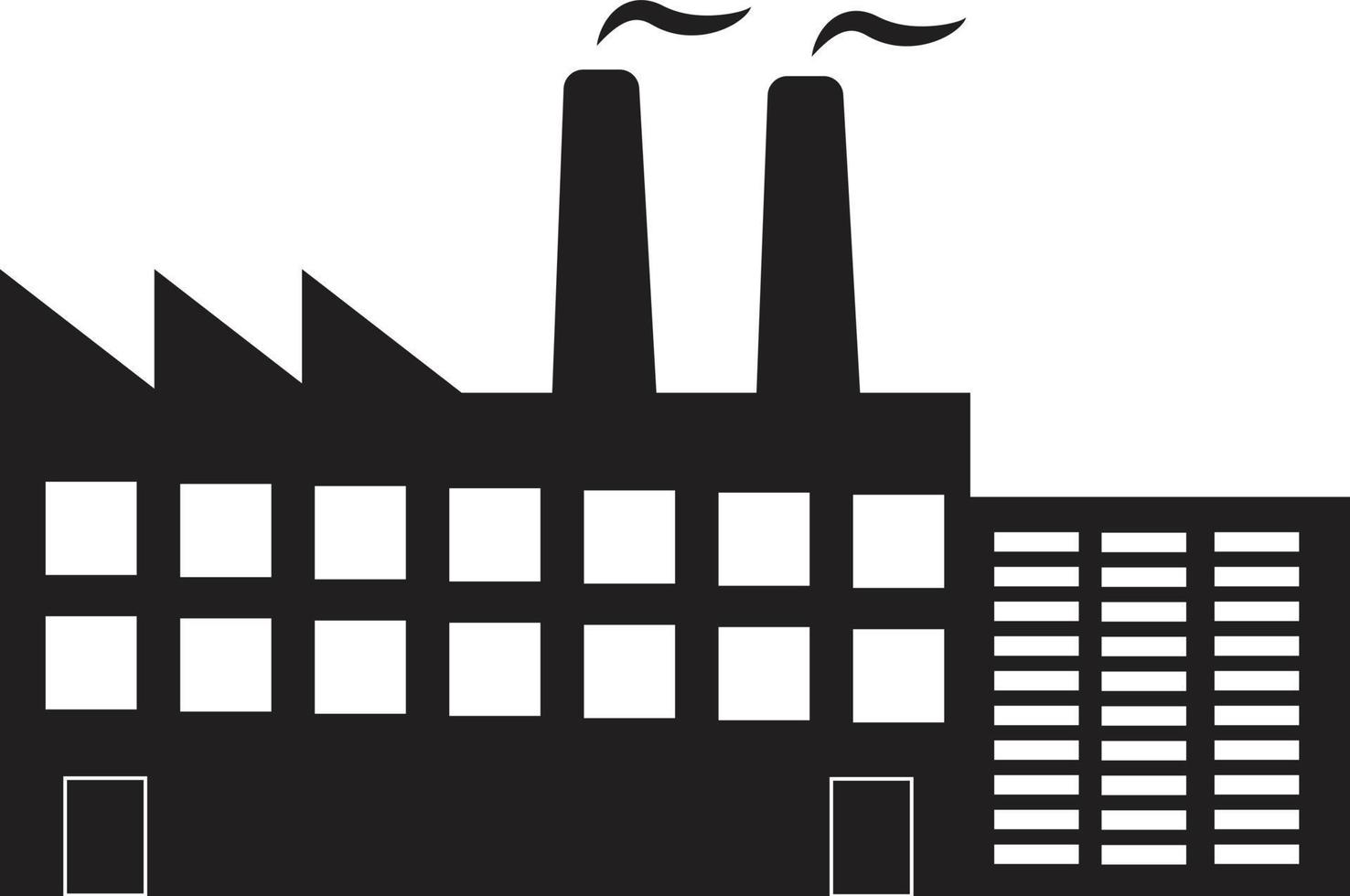 icona di fabbrica su sfondo bianco. segno di edifici industriali. simbolo delle centrali elettriche. stile piatto. vettore