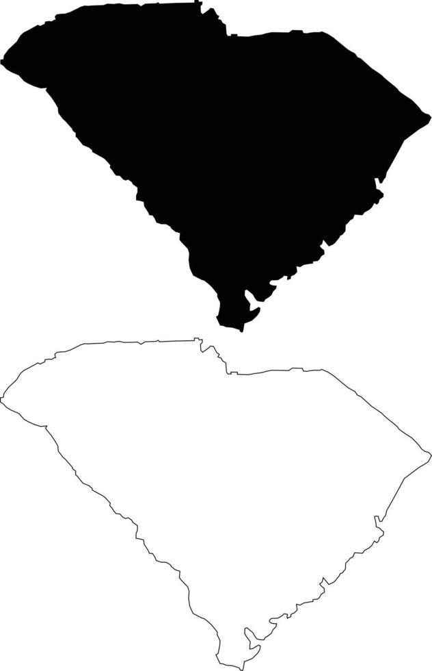 mappa della carolina del sud su sfondo bianco. mappa di contorno stato usa - carolina del sud. segno dello stato della Carolina del Sud. stile piatto. vettore