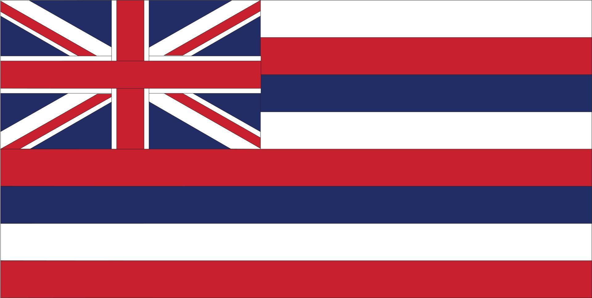 bandiera delle hawaii su sfondo bianco. segno della bandiera hawaiana. simbolo della bandiera dello stato delle hawaii. stile piatto. vettore
