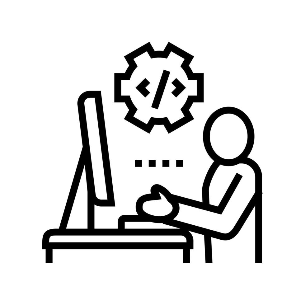 illustrazione vettoriale dell'icona della linea di sviluppo e codifica del programmatore