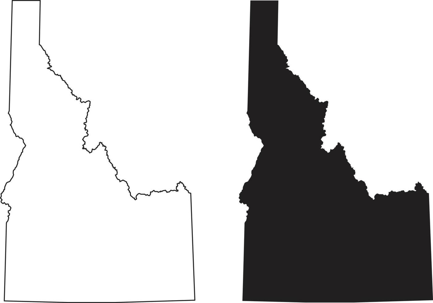 Mappa dell'Idaho su sfondo bianco. segno dello stato dell'idaho. simbolo della mappa di idaho di contorno. stile piatto. vettore