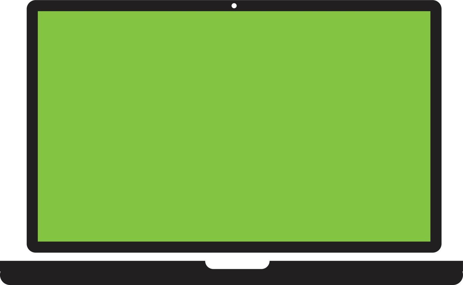 computer portatile con schermo verde su sfondo bianco. laptop aperto con schermo vuoto verde. stile piatto. vettore