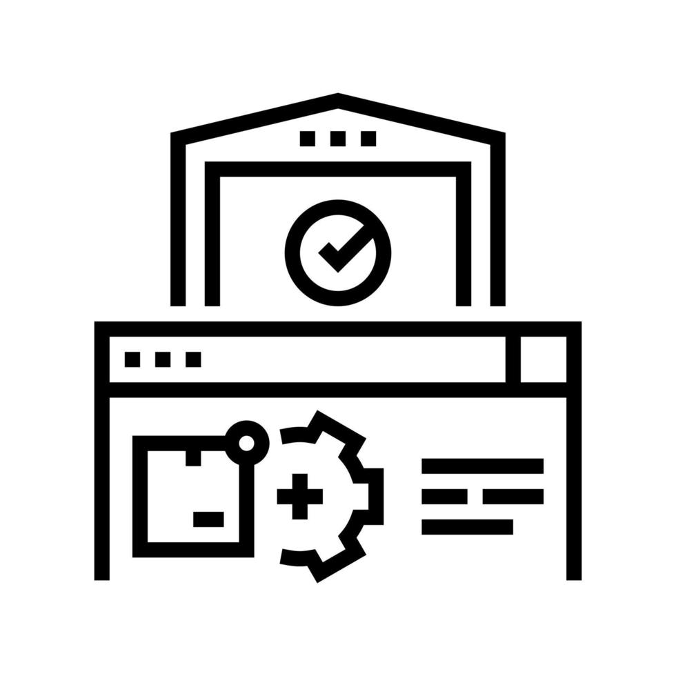 illustrazione vettoriale dell'icona della linea di processo logistico del magazzino