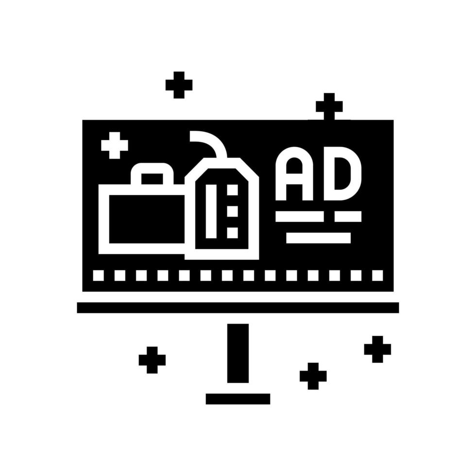 illustrazione vettoriale dell'icona del glifo pubblicitario offline