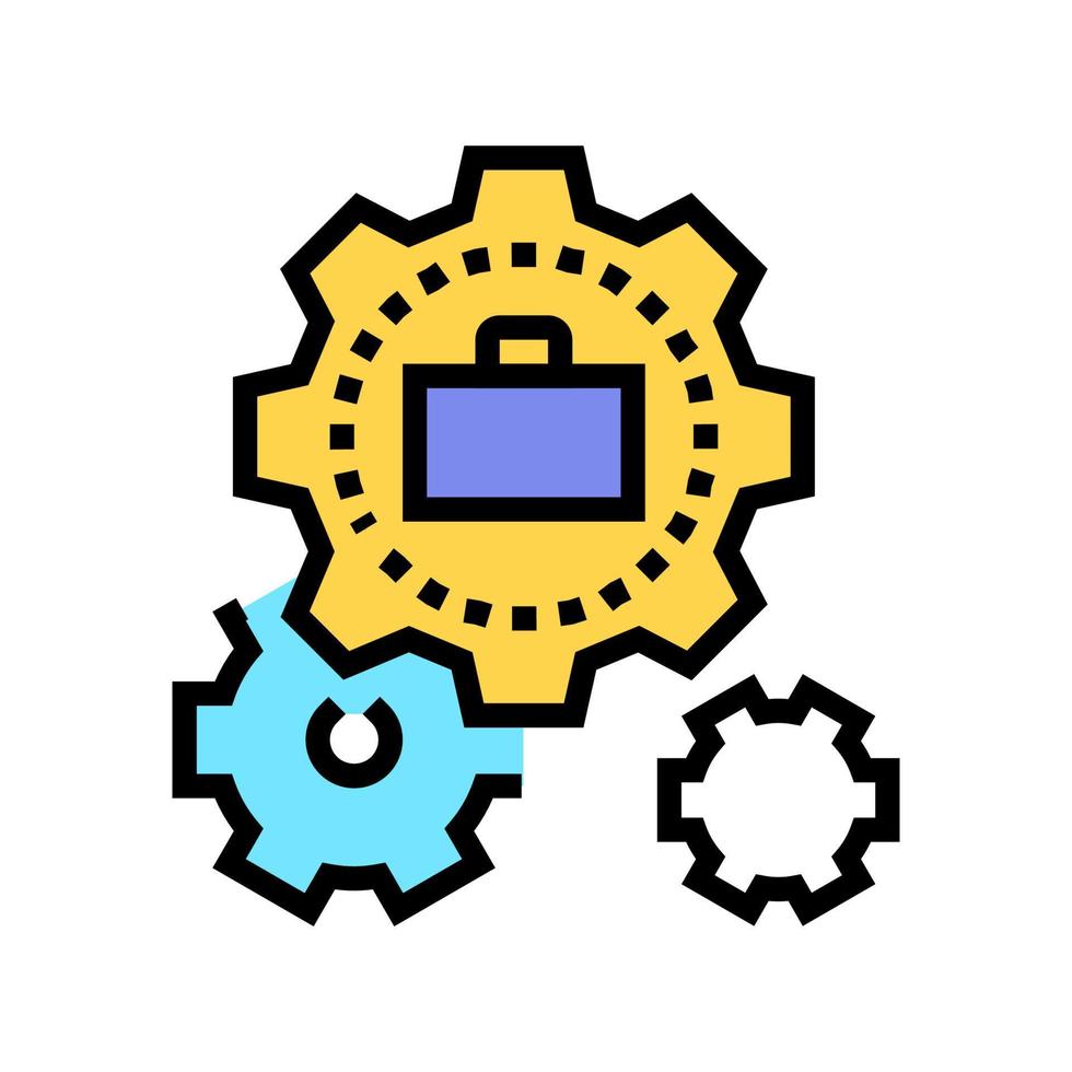 illustrazione vettoriale dell'icona del colore degli ingranaggi meccanici