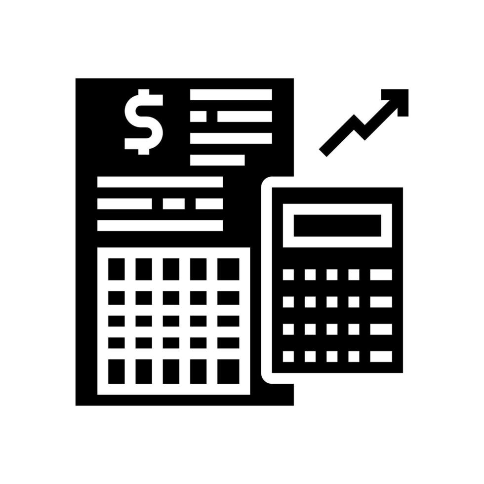 illustrazione vettoriale dell'icona del glifo del calcolatore del rapporto finanziario